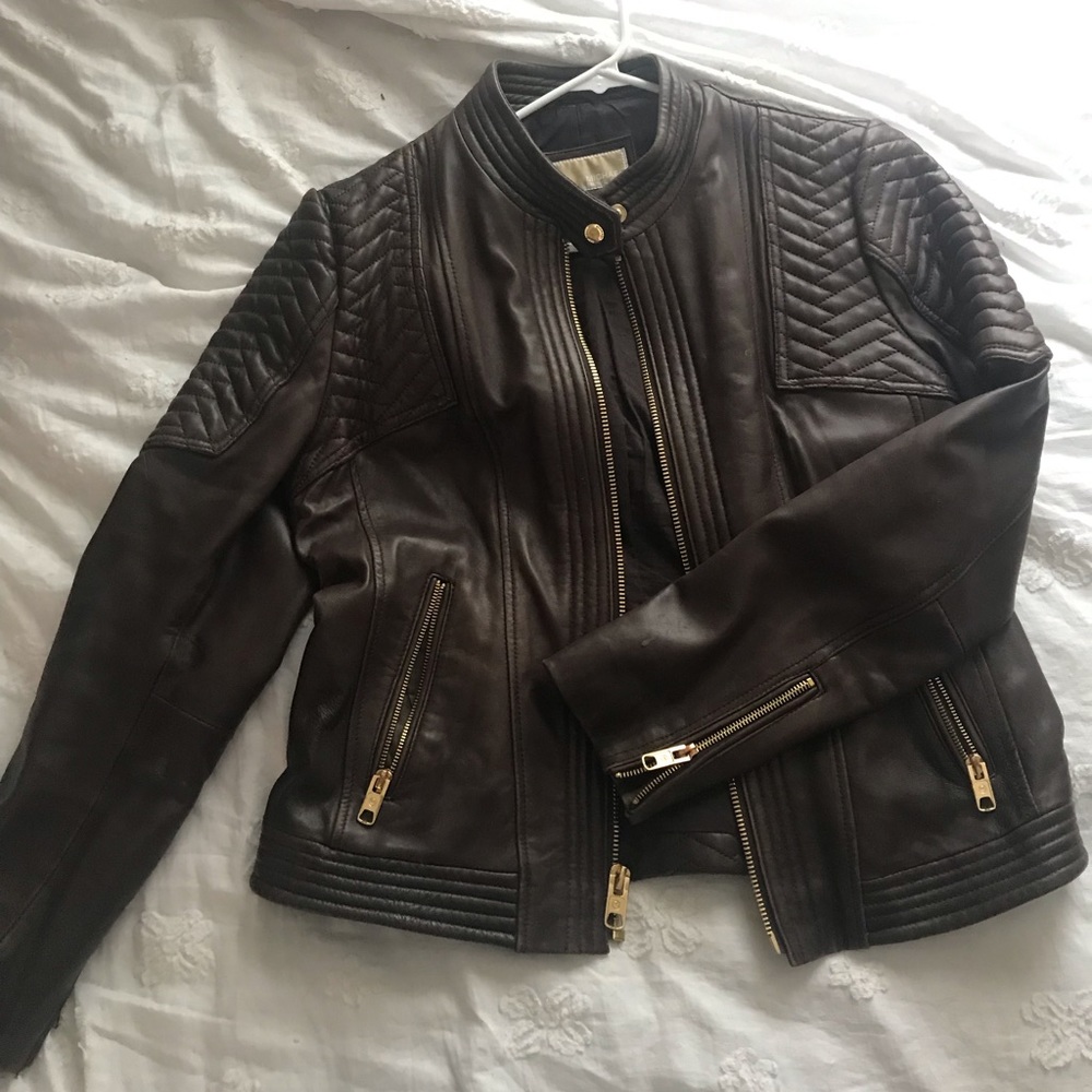 Michael Kors Brown Leather Jacket
